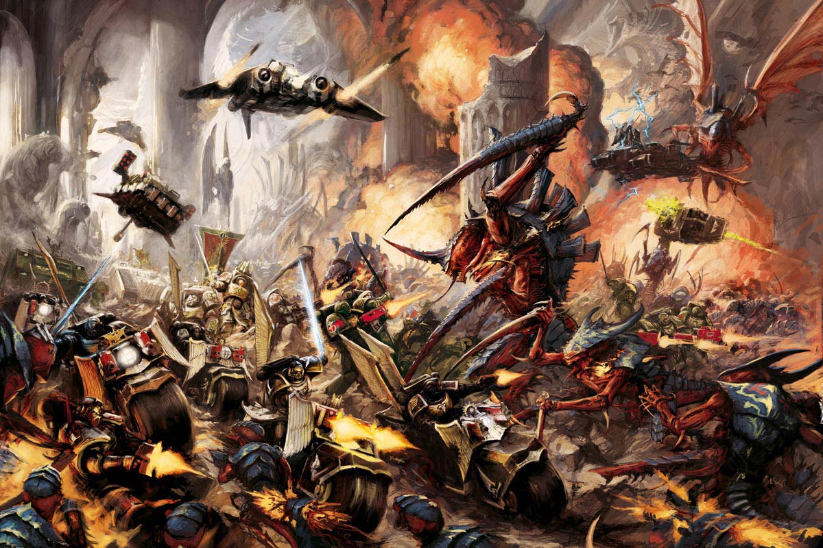 The noble Dark Angels face off against a Tyranid horde from Hive Fleet Behemoth.