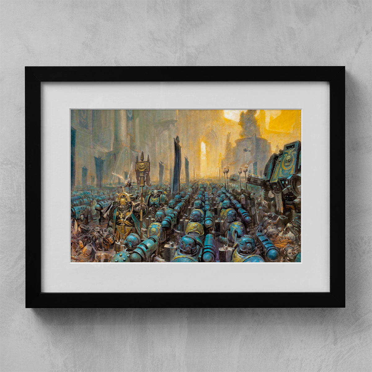 ultramarines chapter parade-paul dainton-ultramarineschapterparade-05framedprint-warhammer art