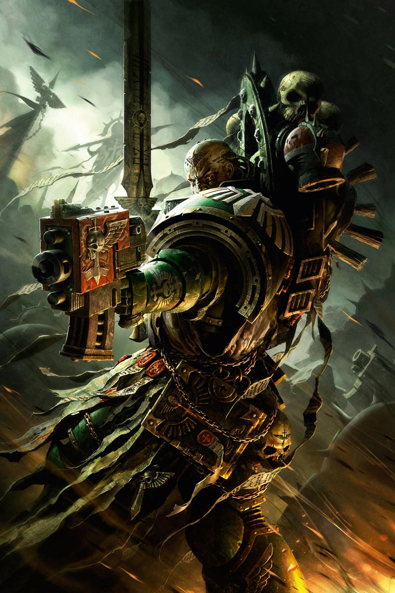 Arrayed in the dark green livery and trappings of his Chapter, this veteran warrior is an exemplar of his kind.