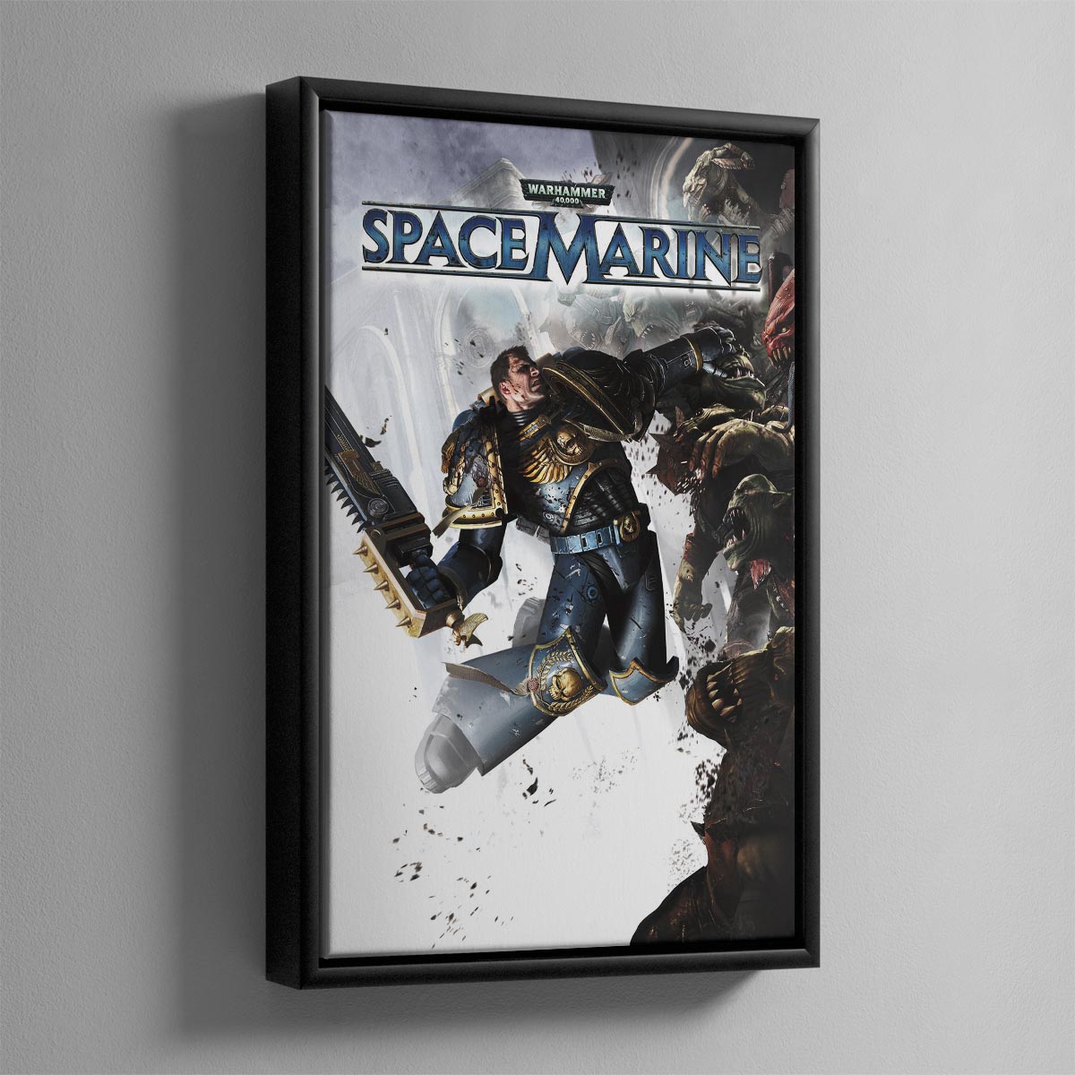 This piece of art was created for the cover of the Space Marine video game by THQ.