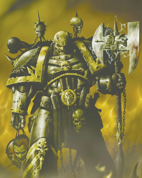Chaos Space Marine from the Iron Warriors Legion.
