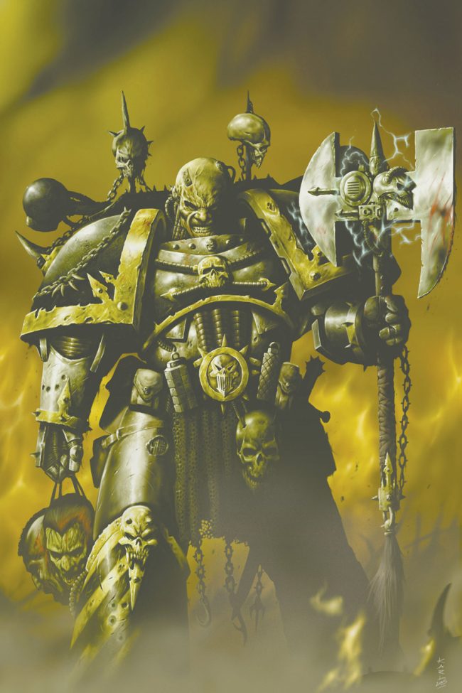 Chaos Space Marine from the Iron Warriors Legion.