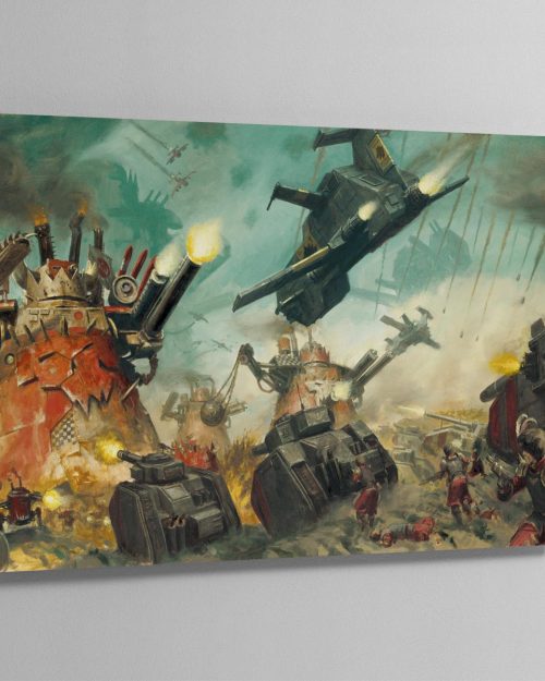 Orks versus Valhallans and Space Wolves.