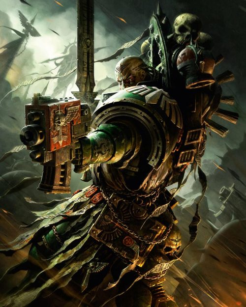 Arrayed in the dark green livery and trappings of his Chapter, this veteran warrior is an exemplar of his kind.