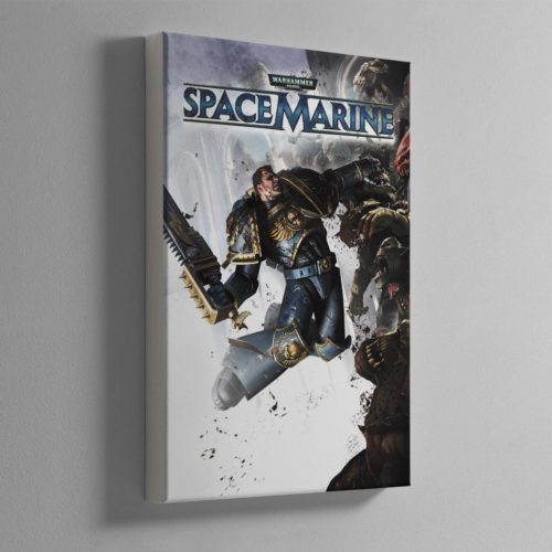 This piece of art was created for the cover of the Space Marine video game by THQ.