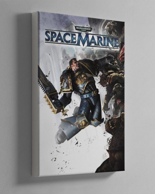 This piece of art was created for the cover of the Space Marine video game by THQ.