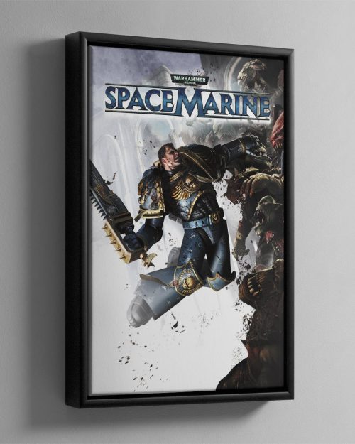 This piece of art was created for the cover of the Space Marine video game by THQ.