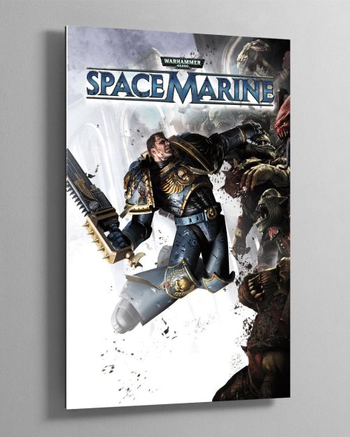 This piece of art was created for the cover of the Space Marine video game by THQ.