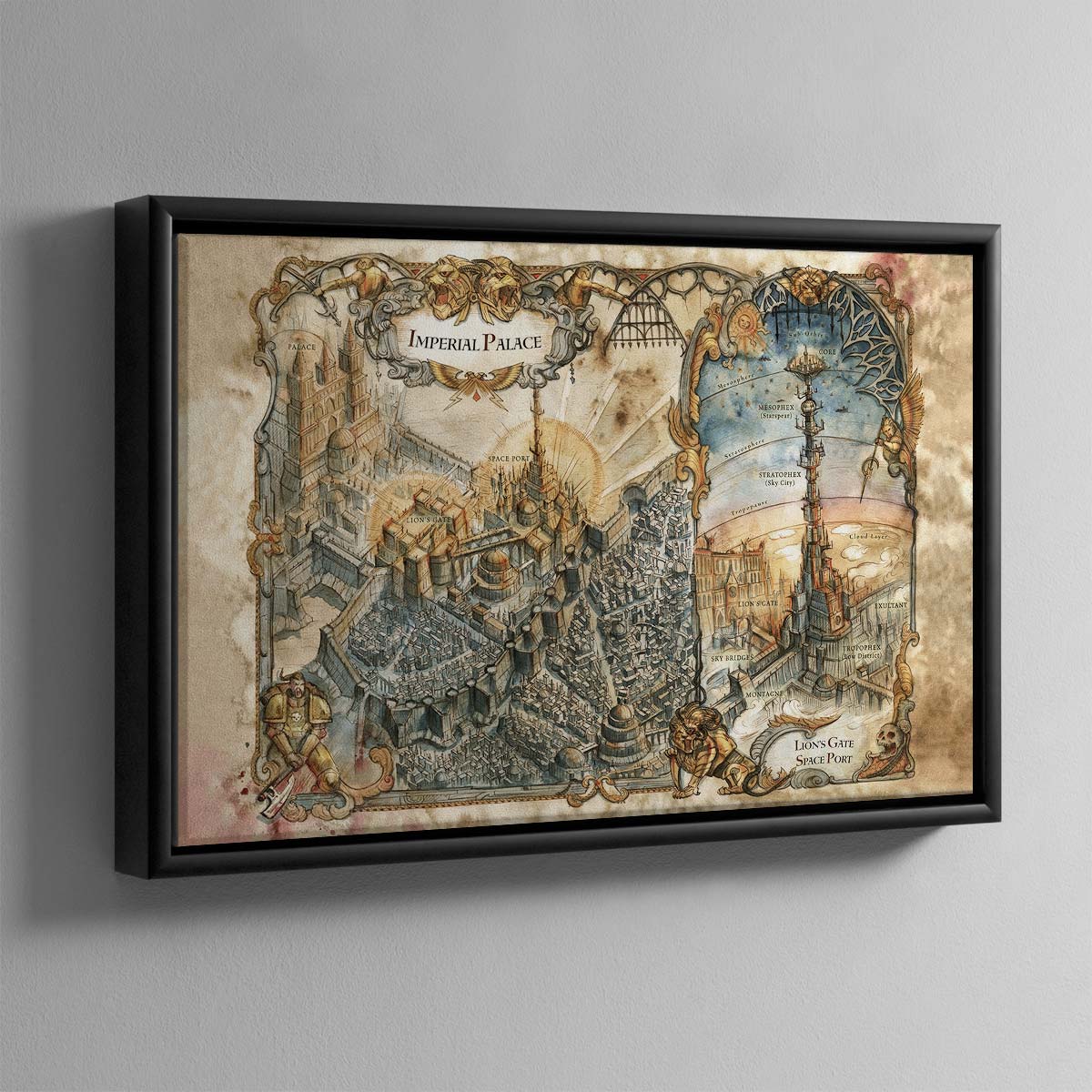 Siege of Terra The First Wall Map – Framed Canvas