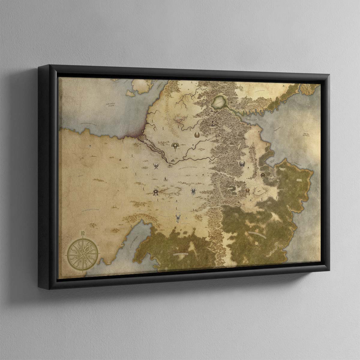 Map of the Old World – South – 4 Framed Canvas